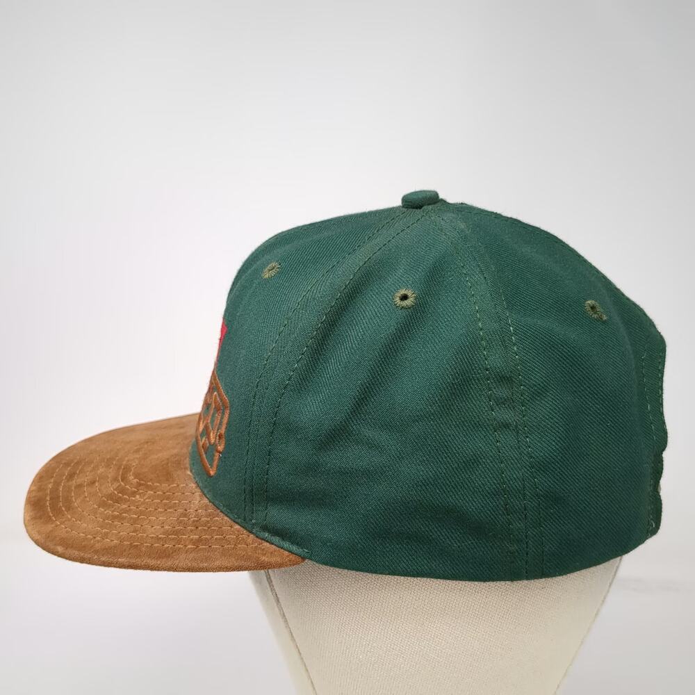 Budweiser Rodeo Baseball Cap Green OS Leather Strapback Suede Brim Hat Vintage - Picture 3 of 10